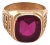 14 Karat Yellow Etched Gold and Garnet Solitaire Fashion Ring For Sale