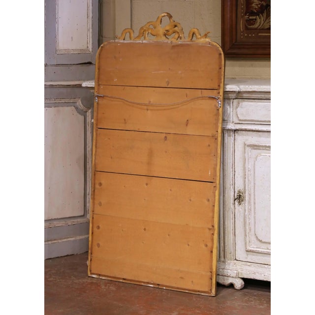 Wood 19th Century French Louis XVI Carved Giltwood Mirror With Ribbon Bow Crest For Sale - Image 7 of 7