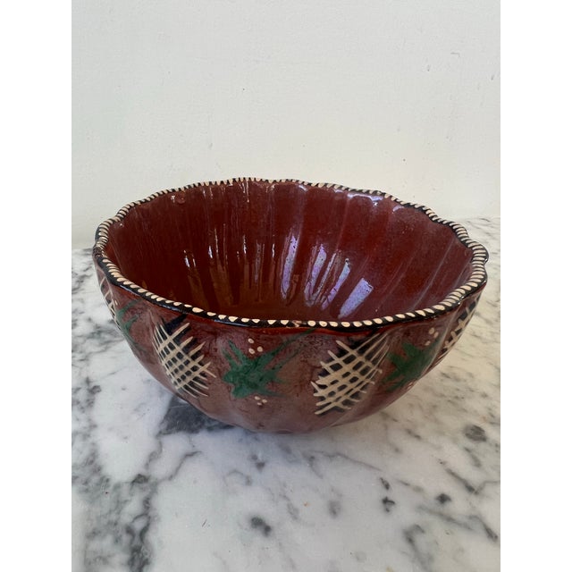 Terra Cotta Small Handpainted Terra Cotta Bowl For Sale - Image 8 of 10