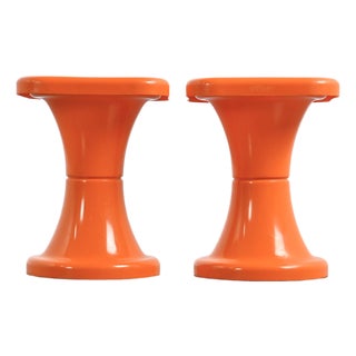 Orange Tam Tam Stools by S.E.L.U.P., 1970s, Set of 2 For Sale