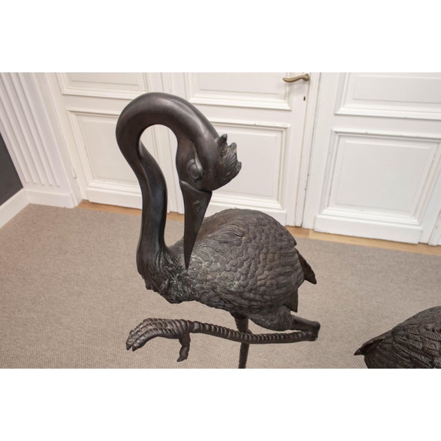 Unknown, Cranes, Sweden, 1970s, Patinated Bronze, Set of 2 For Sale - Image 11 of 15