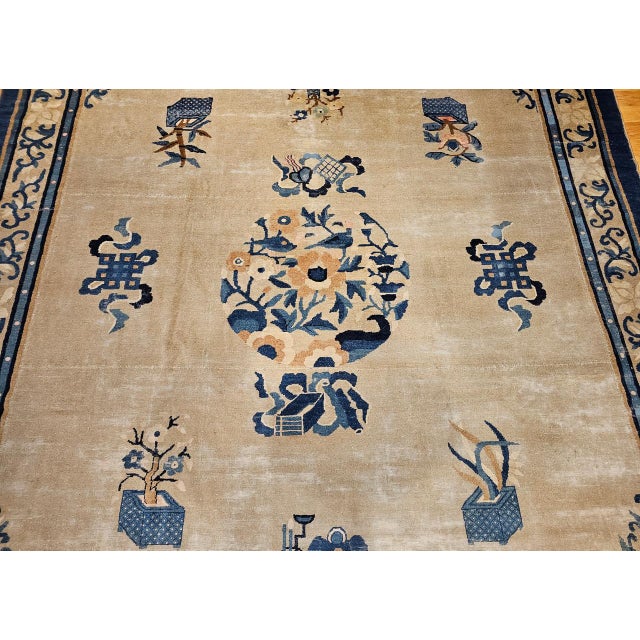 Antique Chinese Peking Rug, Hand-Knotted Wool, Fortune Symbols, 1800s, 10' x 12' For Sale - Image 17 of 18