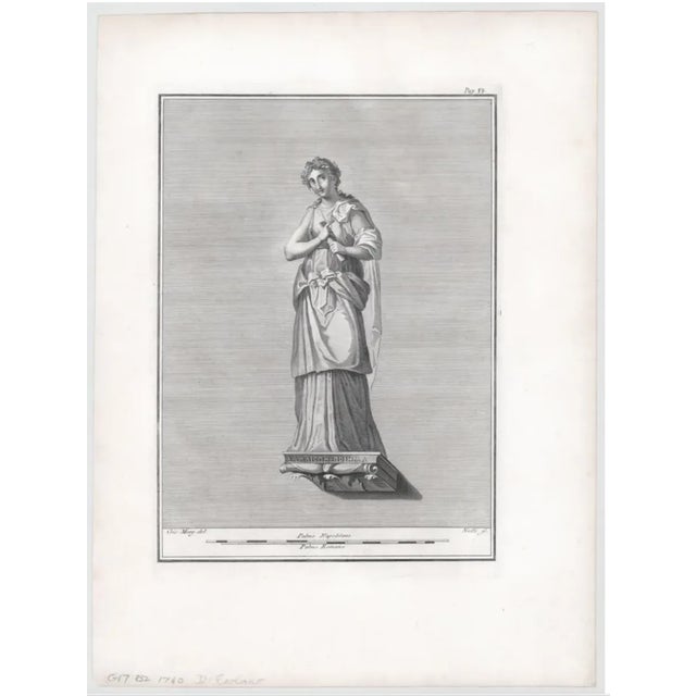 1760 mythological Greek or Roman figure on a bracket engraving.