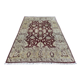 Burgundy Sultanabad Hand-Knotted Wool Rug - 6'7" X 9'7" For Sale
