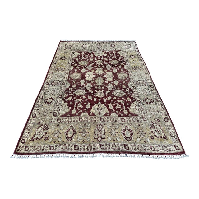 Burgundy Sultanabad Hand-Knotted Wool Rug - 6'7" X 9'7" For Sale