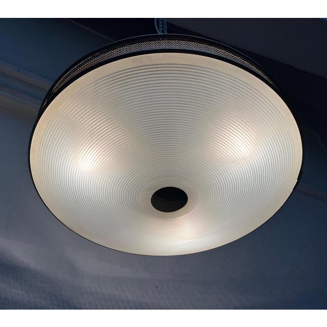 Mid-Century Modern German Metal, Mesh and Glass Plafoniere Pendant Lamp, 1960s For Sale - Image 9 of 18