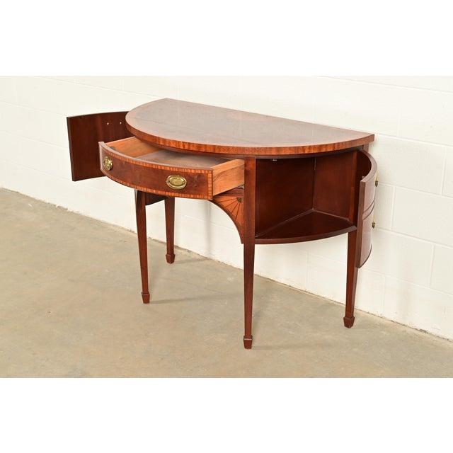 Baker Furniture Federal Inlaid Mahogany Demilune Sideboard Credenza For Sale In South Bend - Image 6 of 15