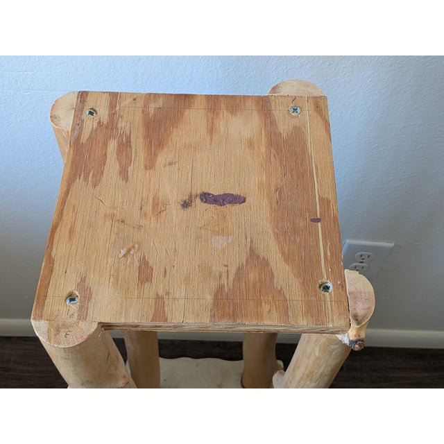 1980s Custom Handcrafted Sandstone and Peeled Tree Limb Plant Stand For Sale - Image 5 of 5