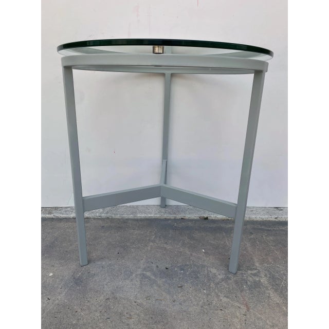 Metal 1980s Modern Round Glass Top Side Tables - a Pair For Sale - Image 7 of 12