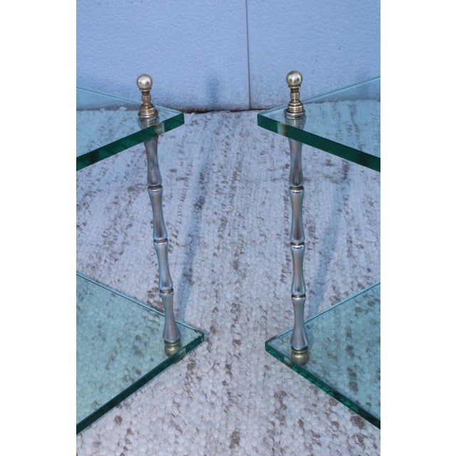 Faux Bamboo Two-Tier End tables by Baker - A Pair For Sale - Image 12 of 13