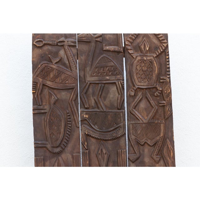 73" Tall Beautifully Carved African Nupe Door For Sale - Image 4 of 7