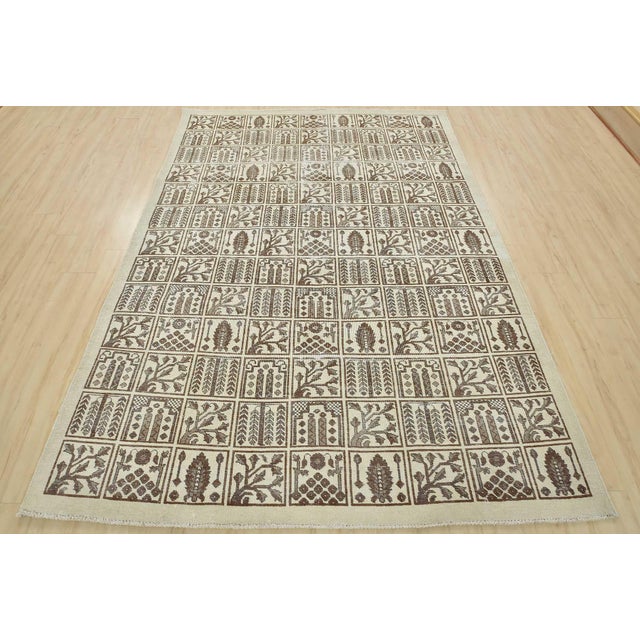 Farmhouse Bakhtiari Rug 6’9” X 8’10” Ivory Wool Vintage Distressed Hand-Knotted Carpet For Sale - Image 3 of 15