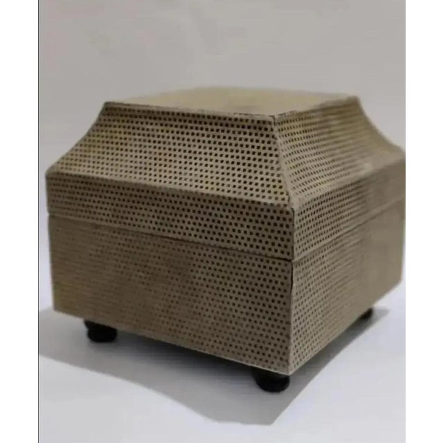 Modern 1990s Sarreid Ltd. Decorative Suede Hinged Box Made Exclusively for Neiman Marcus For Sale - Image 3 of 11