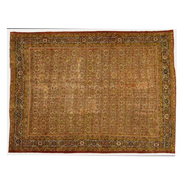 Antique Worn Out 12' X 12' Greenisg Gray Persian Mahal Rug For Sale - Image 9 of 11