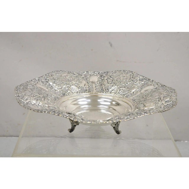 Vintage William Adams WA Spain Silver Plated Figural Repousse Large Fruit Bowl. Item features ornate females and birds...