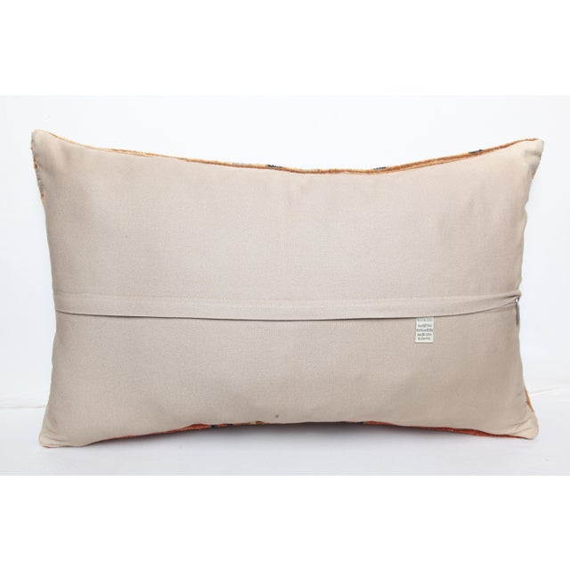 Vintage Tribal Wool Rug Pillow -Rustic Home Decor Sitting Cushion -17'' X 27'' For Sale - Image 10 of 10