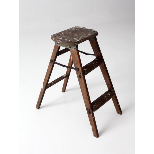 Antique Wood Step Ladder Stool For Sale - Image 14 of 15