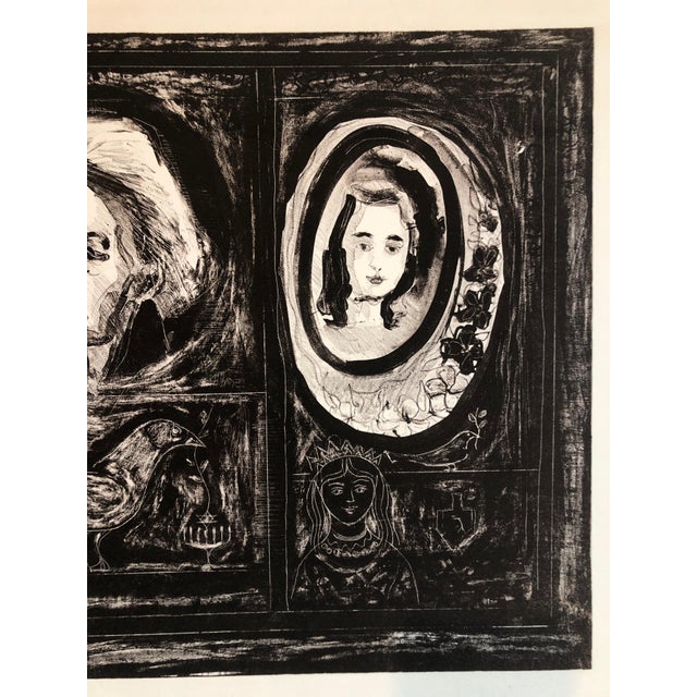 Mid-Century Modern Rita Gombinski, Figural Abstract Mid Century Modern Lithograph Portraits, Judaica, Jewish Print, Mid 20th Century For Sale - Image 3 of 6