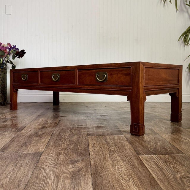 Mid-Century Modern Vintage 60” Ming Style Coffee Table For Sale - Image 3 of 7