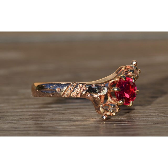 Gold The Sauganash: Ladies Rose Gold Victorian Ring set with Doublet and Rose Cut Diamonds For Sale - Image 8 of 10