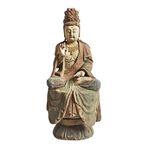 Antique Sitting Quan Yin Wood Statue