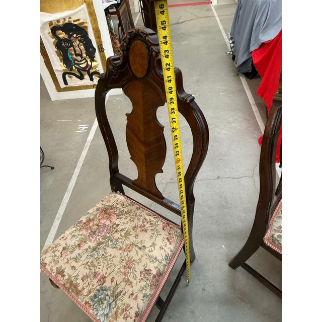 1920s 1920s Queen Ann Style Hand Carved European English Tudor Style Dining Side Chair Pair For Sale - Image 5 of 10