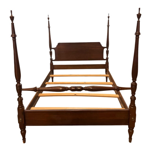 Vintage Link Taylor Traditional American Style Mahogany Full Size Four Poster Bed For Sale