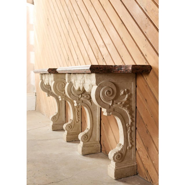 Pair of Dennis and Leen Hadrian Stone Marble Top Wall Consoles For Sale - Image 17 of 18