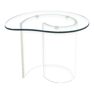 Vintage Vladimir Kagan Style Snail Lucite Glass Mid Century Modern Side Table For Sale