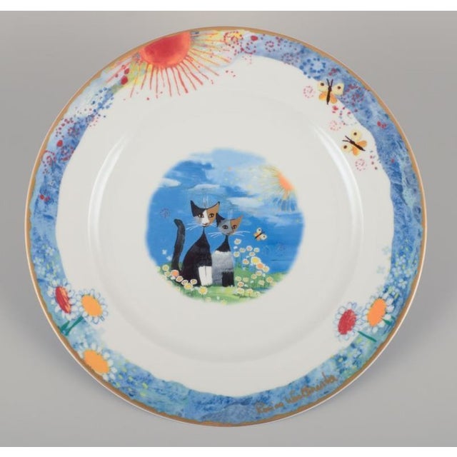 Dinner Plates with Cat Motifs by Rosina Wachtmeister for Goebel, Germany, Set of 6 For Sale - Image 5 of 8
