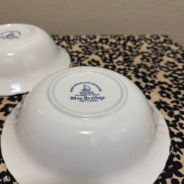1960s Vintage Enoch Wedgwood "Blue Heritage" Onion Pattern Pair of Bowls For Sale - Image 5 of 5