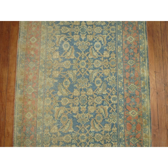 1900 - 1909 Light Blue Peach Border 17 Foot Antique Runner, 2'10'' X 17'1'' For Sale - Image 5 of 10