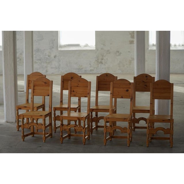 Wood Scandinavian Pine Dining Chairs, 1940s, Set of 8 For Sale - Image 7 of 18