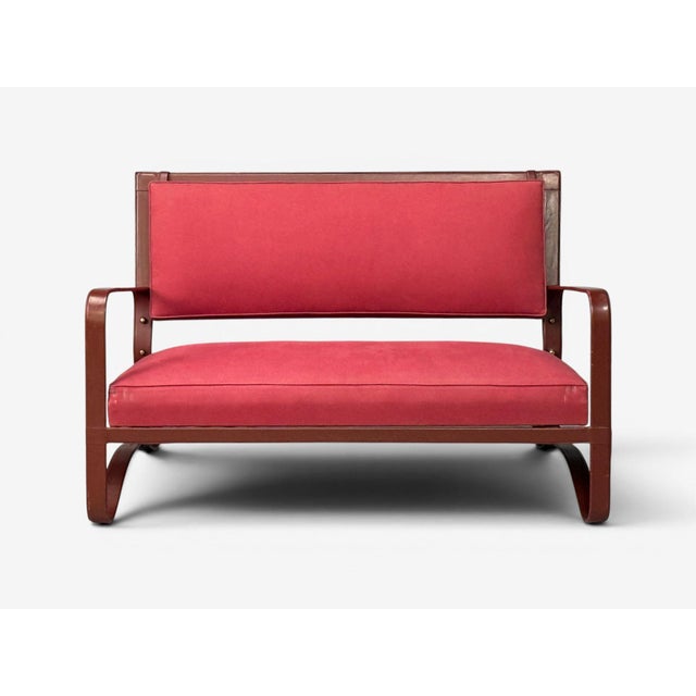 Jacques Adnet, Rare Two Seater Sofas, Leather, Steel, France, 1950s For Sale In New York - Image 6 of 15