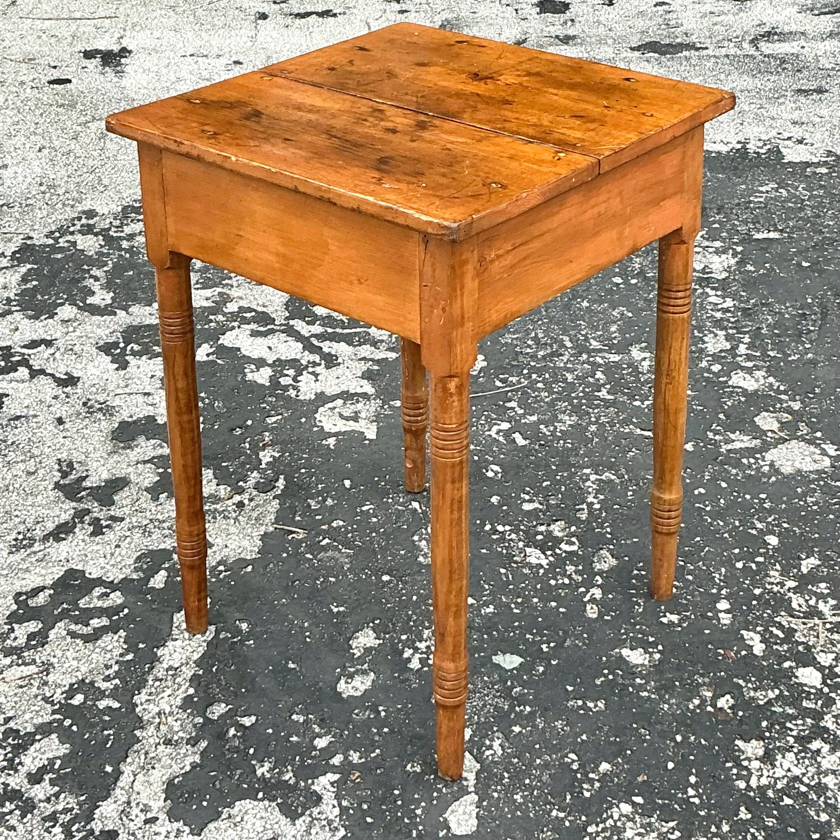 Vintage Primitive Side Table | Chairish