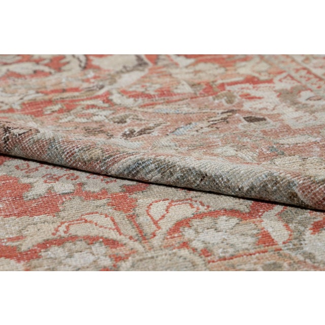 1920s Antique Shabby Chic Red Mahal Wool Rug For Sale - Image 5 of 12