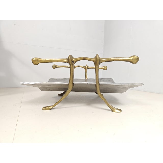 Magazine Rack in Bronze and Aluminium by David Marshall, 1980s For Sale - Image 9 of 11