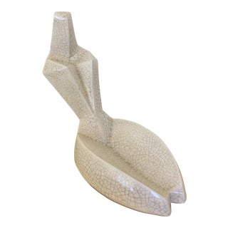 Modernist White Cracked Ceramic Sculpture For Sale
