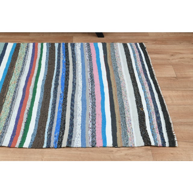 Striped Colorful Kilim Turkish Vintage Runner Rug For Sale - Image 9 of 11