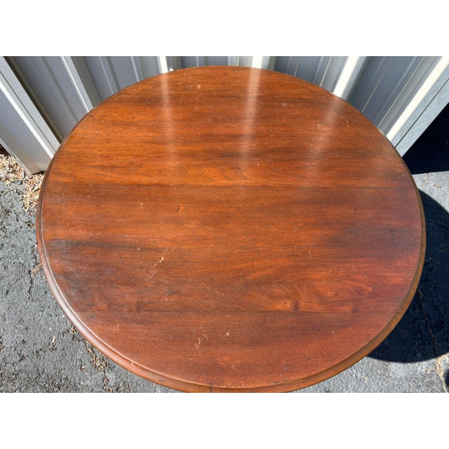Antique Solid Mahogany Tilt Top Table Large 36" For Sale - Image 4 of 10