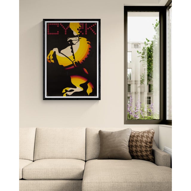 The piece this original 1979 polish cyrk (circus) poster, designed by janowski, features a stylized depiction of a horse....