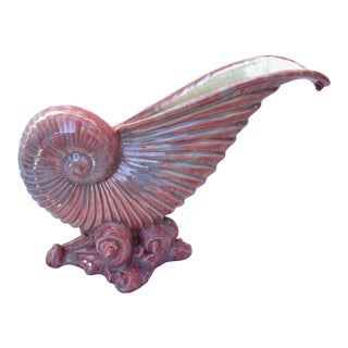 Vintage Royal Haeger Nautilus Shell and Waves Vase For Sale