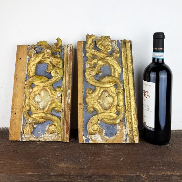 Baroque Italian Architectural Carved Wood Fragments, 1700s, Set of 2 For Sale - Image 11 of 12