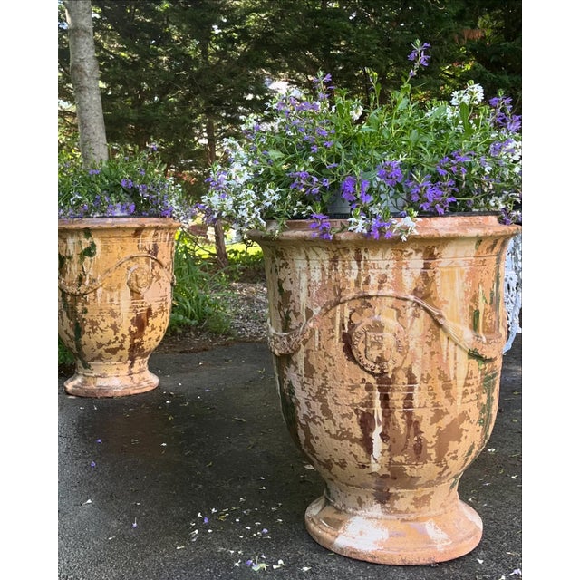 French Pair of French Anduze Urns Circa 1960 For Sale - Image 3 of 9