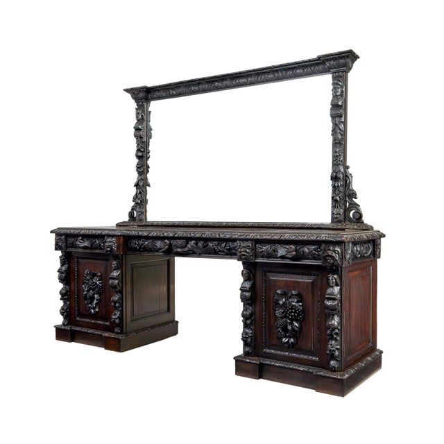 Large 19th Century Carved Oak Mirrored Sideboard, 1860 For Sale - Image 13 of 13