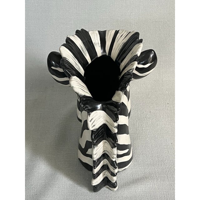Vintage Ceramic Black and White Zebra Vase For Sale - Image 10 of 12