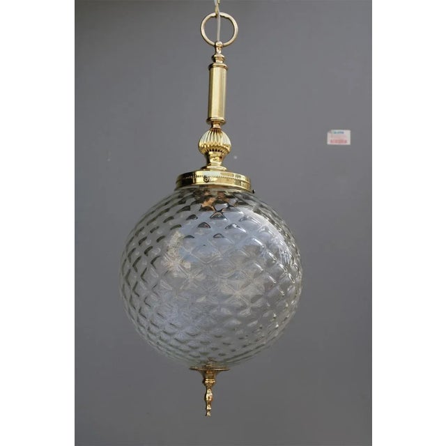 Metal Round Pendant Lamp in Murano and Brass from Venini, 1950s For Sale - Image 7 of 13