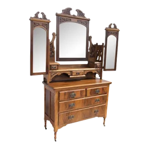 Late 19th Century Antique Victorian Walnut Mirrored Vanity Dresser