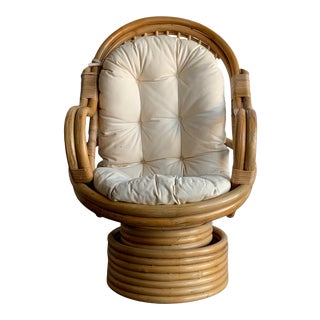 1980s Vintage Bamboo Lounge Chair For Sale
