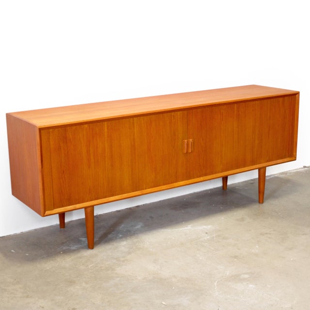 Faarup Møbelfabrik Model #49 Danish Teak Sideboard With Tambour Doors Designed by Svend Aage Larsen For Sale In Boston - Image 6 of 14